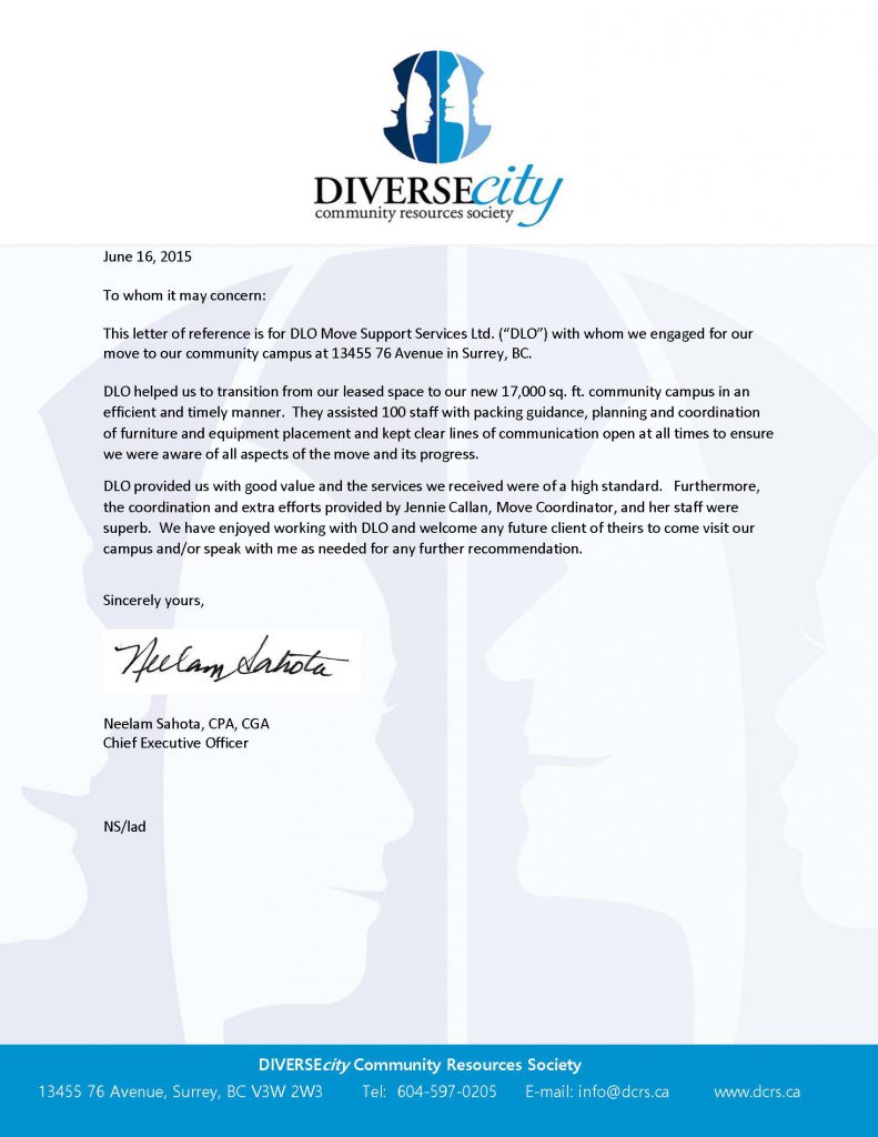 DLO office moving experts - diversecity testimonial june 2015