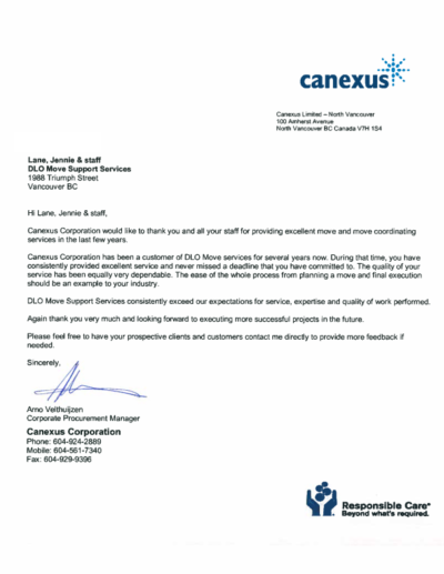 DLO office moving experts - canexustest testimonial
