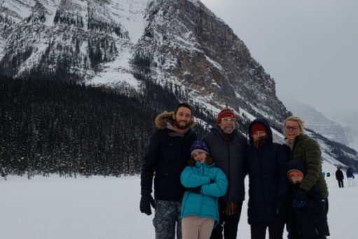 Jesse Meyer with family at the mountains